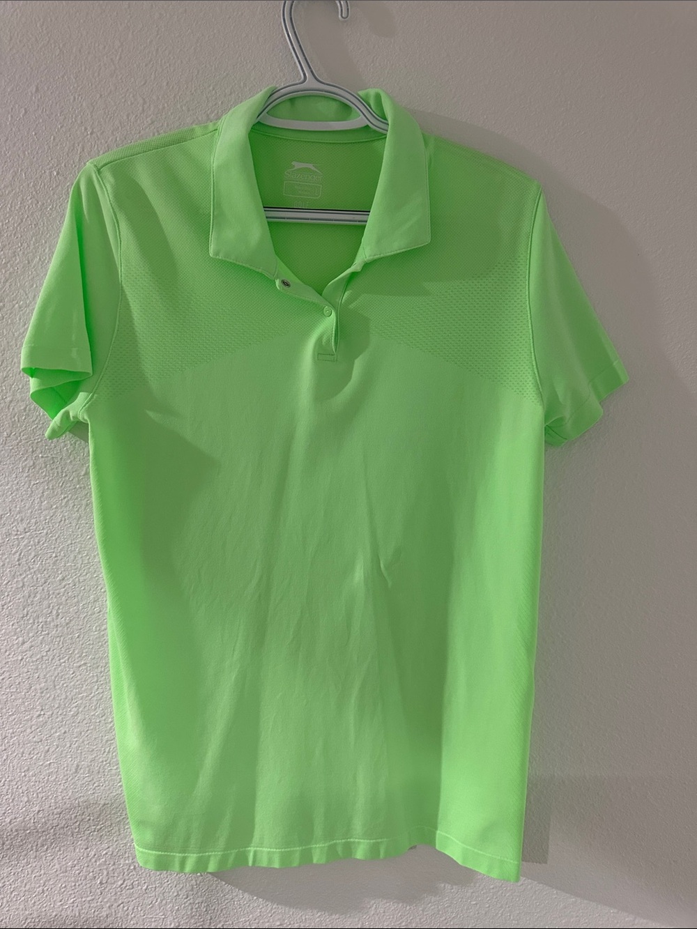 Slazenger Women's Neon Green Button-Down Golf Polo Shirt